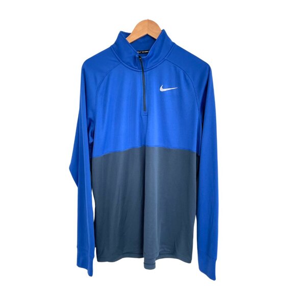 Nike Running Shirt Men XL Blue Gray Dri-Fit Quarter Zip 648588-481 Long Sleeve - Picture 1 of 12